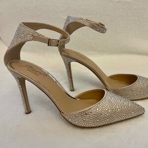 Jewel by Badgley Mischka Nude Rhinestone Heels